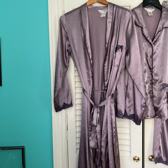 Three piece size medium purple satin pajamas set. - Picture 2 of 14